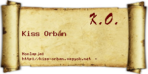 Kiss Orbán névjegykártya